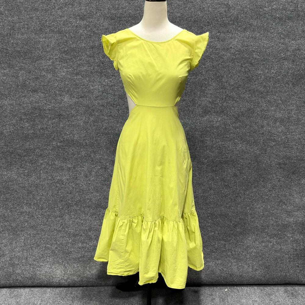 Marissa Webb Dress Womens 4 Yellow Cutout Back Tie Flutter Sleeve Midi Sundress